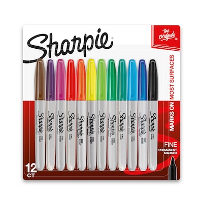 Sharpie Fine Point Permanent Marker, Assorted - 12 pack