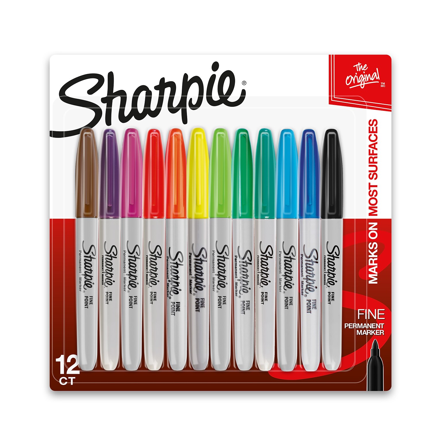 Sharpie Permanent Marker, Fine Tip, Assorted, 12/Pack (30075/30072)