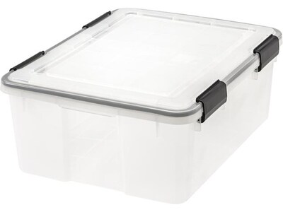 Iris WeatherPro Stackable Polypropylene Storage Box, 7.75 x 19.7 x 15.75, 30.6 Qt., Clear, 6/Pack