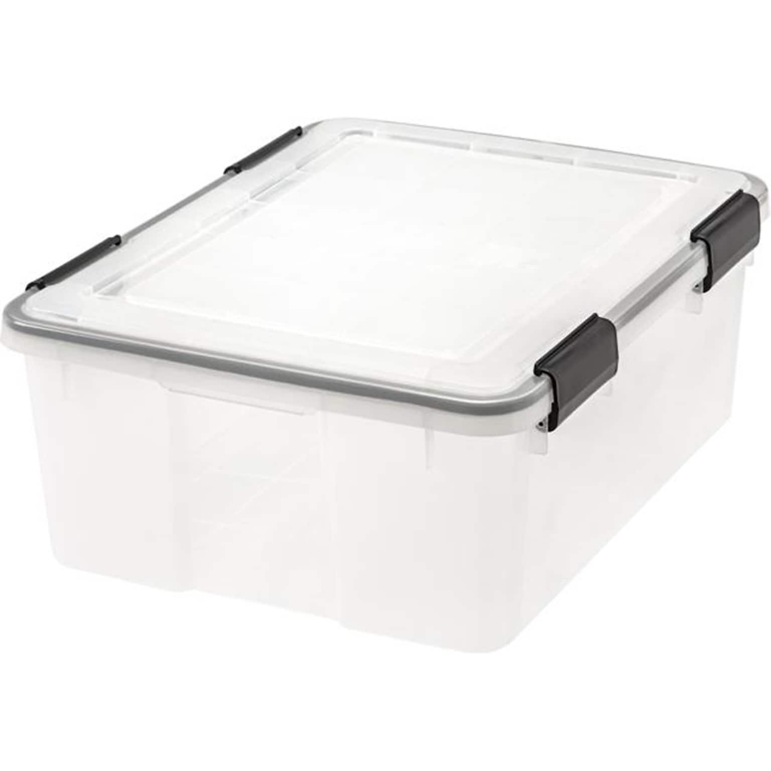 Iris WeatherPro Stackable Polypropylene Storage Box, 7.75 x 19.7 x 15.75, 30.6 Qt., Clear, 6/Pack (110400)