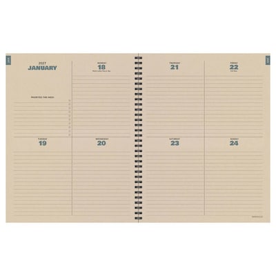 2027 TF Publishing Weatherwood Wool 9" x 11"  Weekly & Monthly Standard Planner, Paperboard Cover, Multicolored (27-9704)