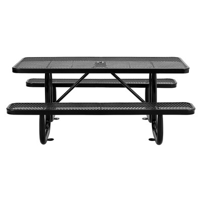 Global Industrial 6 Rectangular Outdoor Steel Picnic Table, Expanded Metal, Black (277152BK)