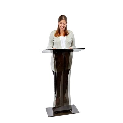 AdirOffice 47" Speaker Podium Lectern, Transparent Black (661-02-BLK-PKG)