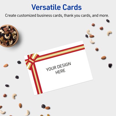 Avery Gold-Red Gift Bow Matte Blank Card, White, 20/Pack (S00-FFT)