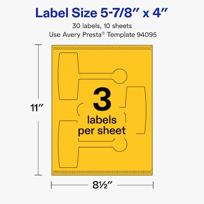 Avery Laser/Inkjet Sealing Labels, 5-7/8" x 4", Bright Yellow, 30 Labels/Pack (19479370788)