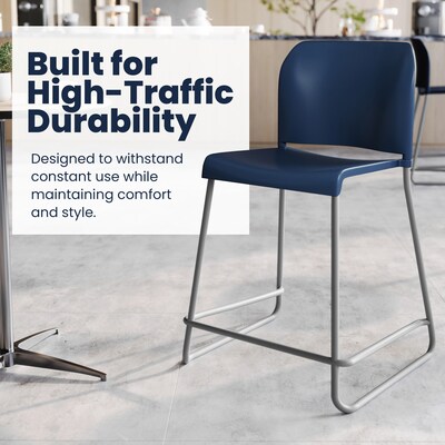 Flash Furniture Hercules Kenai Classic Plastic Stacking Full Back Counter Stool, Navy (RUT239AHCSNV)