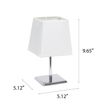 Creekwood Home Square Chrome 9.65" LED Table Lamp, White (CWT-1013-WH)