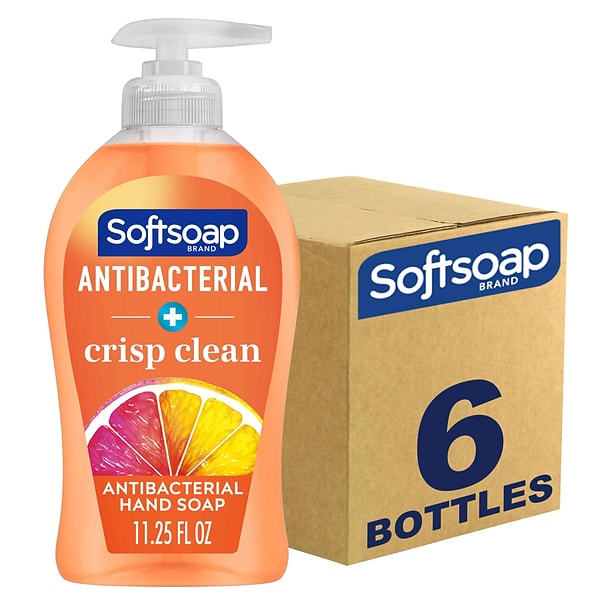 Softsoap Antibacterial Liquid Hand Soap, Crisp Clean Scent, 11.25 oz. Pump Bottle, Pack of 6 (US03562)