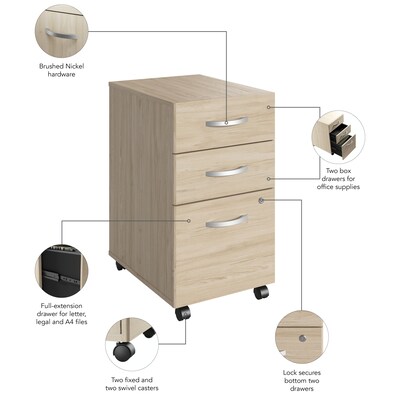 Bush Business Furniture Studio C 3 Drawer Mobile File Cabinet, Natural Elm (SCF216NESU)