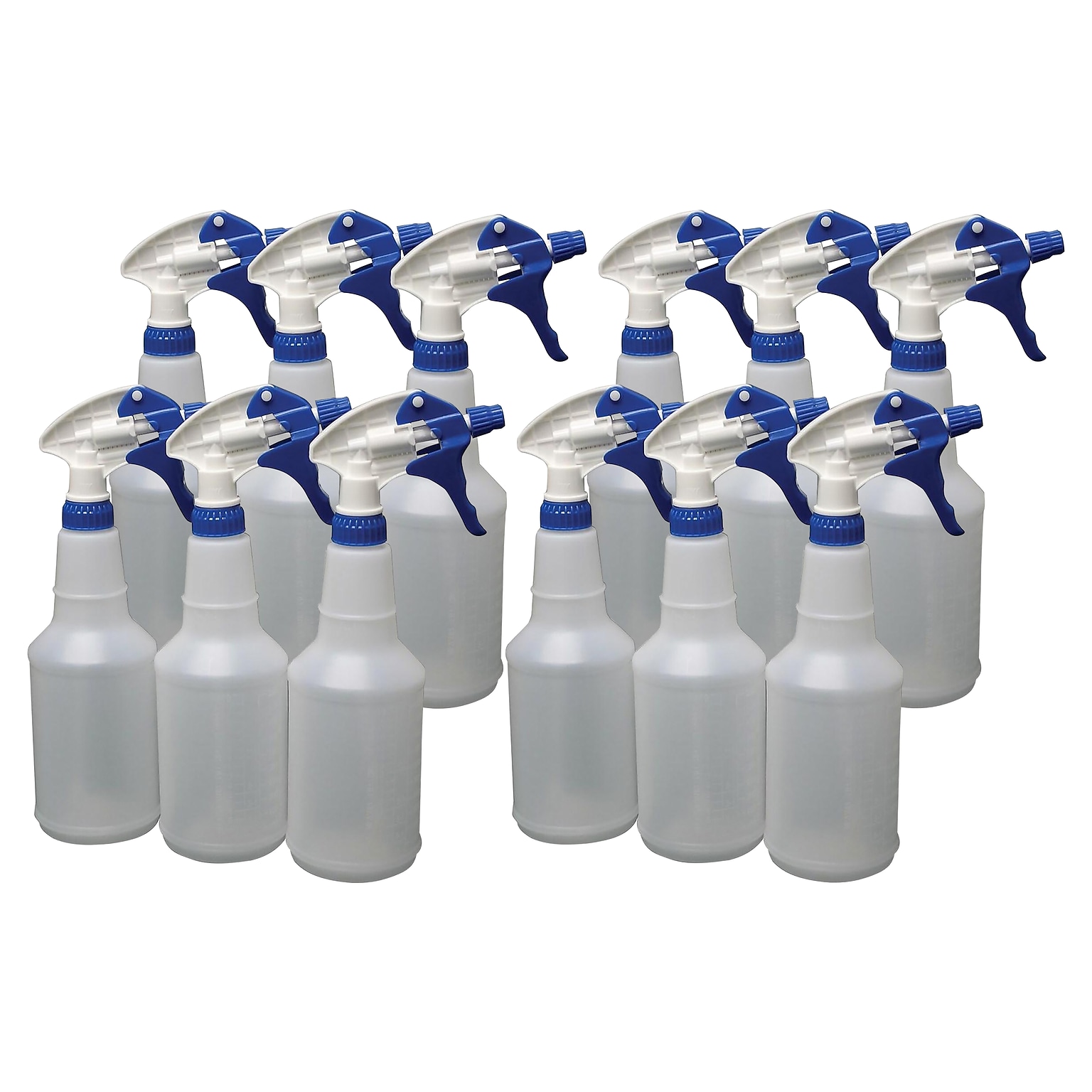 Impact 24 oz. Spray Bottle with Trigger, Transparent/White/Blue, 12/Pack (721707)