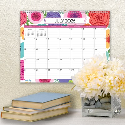 2026-2027 Blue Sky Wirebound floral 12" x 15" Academic Monthly Wall Calendar, Assorted Colors (156554-A27)