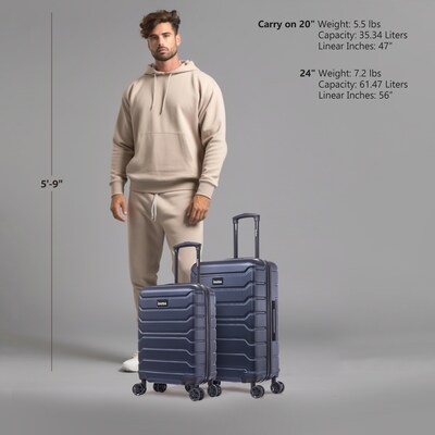 InUSA Trend 2-Piece Hardside Spinner Luggage Set, TSA Checkpoint Friendly, Blue (IUTRE0SM-BLU)