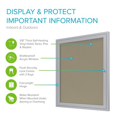 Ghent Vinyl Enclosed Bulletin Board, Satin Frame, 3H x 2W (PA13624VX-181)