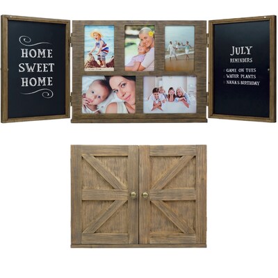 Excello Global Products Barndoor Picture Frame with Chalkboard, Brown (EGP-HD-0413)