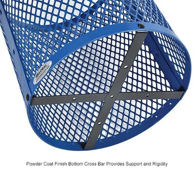 Global Industrial Outdoor Steel Diamond Trash Can w/ Dome Lid, 36 Gallon, Blue (261948BL)