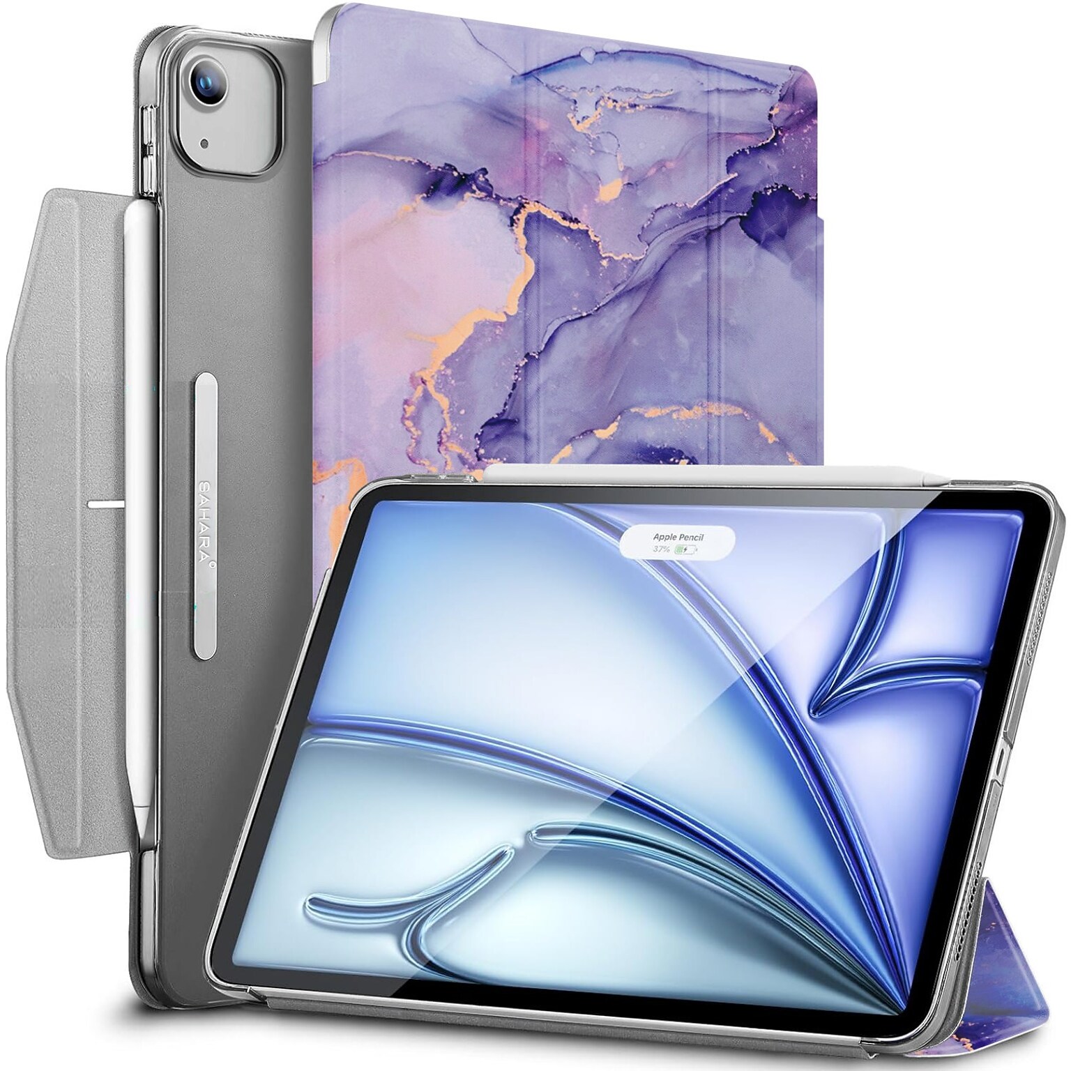 SaharaCase Venture Series Tri-Fold Folio Case for iPad Air 13 (M3/M2), Purple Marble (TB00411)