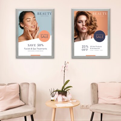 Excello Brands Plastic Snap Frame, 18" x 24", Vertical/Horizontal, Wall Mounted, Gray Oak (SF-1824-GRYOAK)