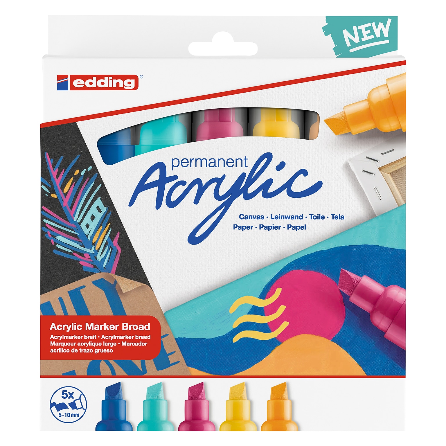 edding 5000 Series Acrylic Marker, Broad Tip, Abstract Colors, 5/Pack (EDD450005999)