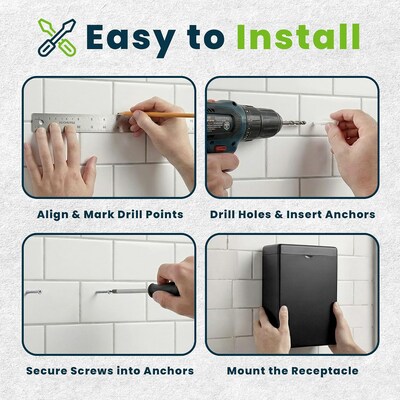 Alpine Industries Stainless Steel Sanitary Napkin Disposal Receptacle, 10" x 3.74", Black (451-SSB-MK)