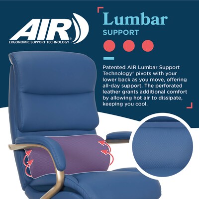 La-Z-Boy Aberdeen Ergonomic Bonded Leather Swivel Executive Chair, Blue (51545-BLU)