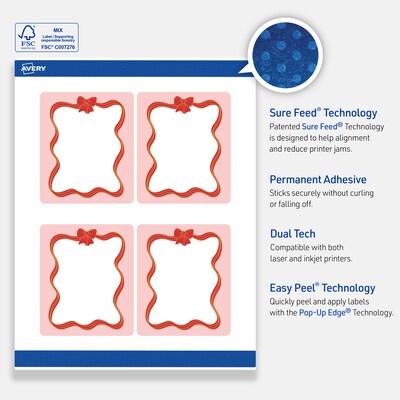 Avery Rectangle Multipurpose Labels, 4" x 3-1/3", White, 40/Pack (19479370573)