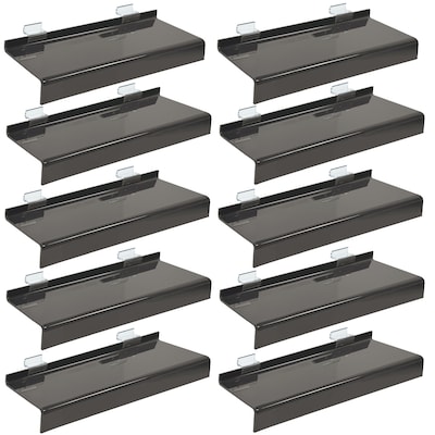 Azar Displays Deluxe Acrylic Shoe Shelf for Slatwall, 10W x 1.25H x 4D, Smoke Grey, 10-Pack (556002-SMK-10PK)
