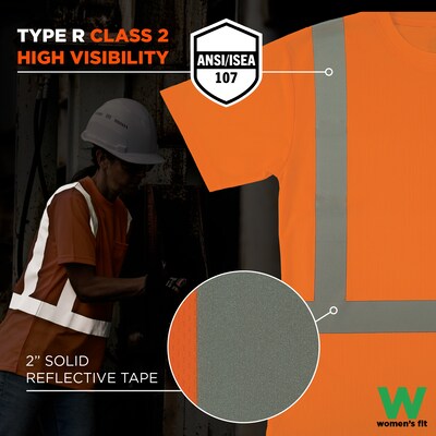 Ergodyne GloWear 8274 High Visibility Short Sleeve Women’s T-Shirt, ANSI Type R Class 2, Orange, 3XL (22087)