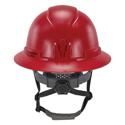 Ergodyne Skullerz 8963 PC-ABS Type II, Class E, 6-point Ratchet Suspension Full Brim Safety Helmet, Red (60544)