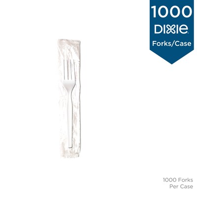 Dixie Individually WrappedPolystyrene Fork, Medium-Weight, White, 1000/Carton (FM23C7)