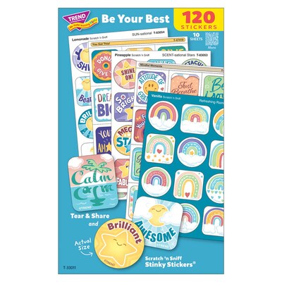 Trend Enterprises Be Your Best Mixed Stickers Variety Pack, Multicolored, 120/Pack, 2/Packs/Bundle (T-33011-2)