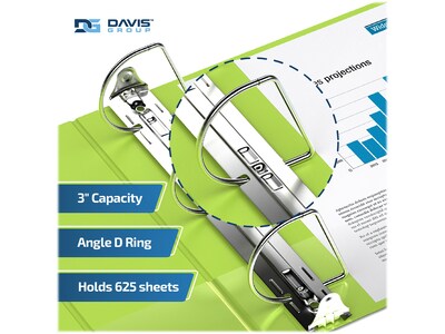 Davis Group Premium Economy 3" 3-Ring Non-View Binders, D-Ring, Lime Green, 6/Pack (2305-24-06)