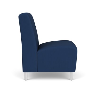 Lesro Ravenna Vinyl Guest Chair, Armless, Patriot Plus Imperial Blue/Brushed Steel (RV1102.FBS-01PPIB)
