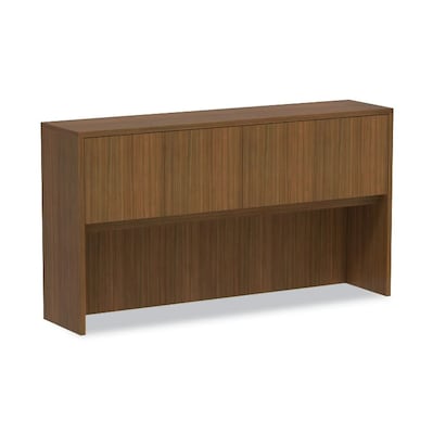 Alera Valencia Series Hutch with Doors, 4 Compartments, 64.75 x 15 x 35.38, Modern Walnut (ALEVA2