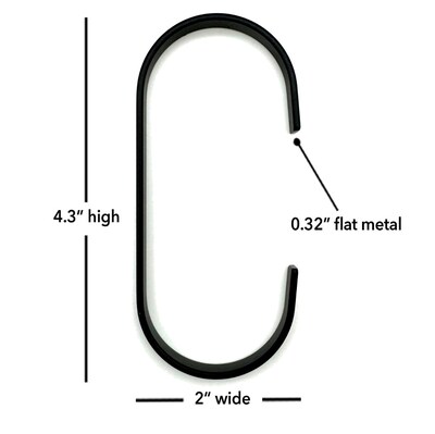 Nahanco  C Shaped Metal Hooks, Black, 10/Carton (CMHB10)