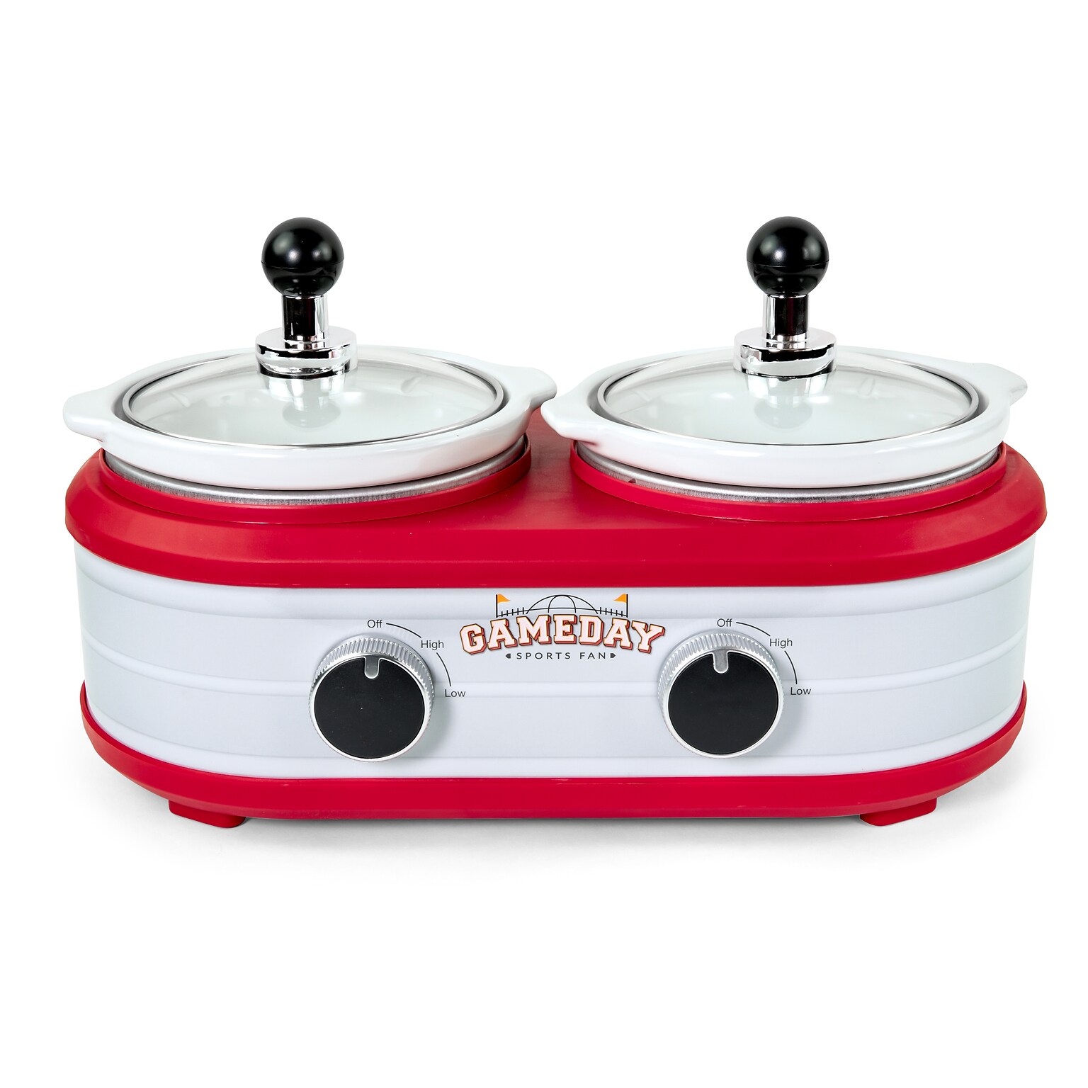 Nostalgia Game Day 1.25-Quart Two-Section Slow Cooker, Red/White (GDDSC125RDSL)