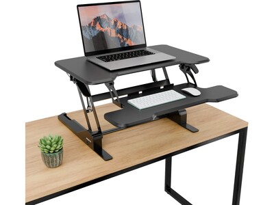 Mount-It! 30"W Manual Rectangular Adjustable Standing Desk Converter, Black (MI-15009S)