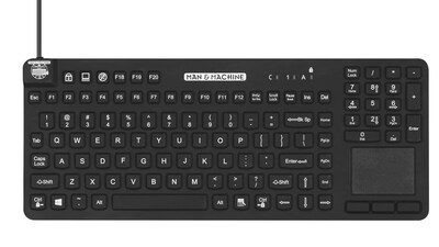 Man & Machine Really Cool Touch Wired Ergonomic Waterproof Keyboard, Black (RCTLP/B5)