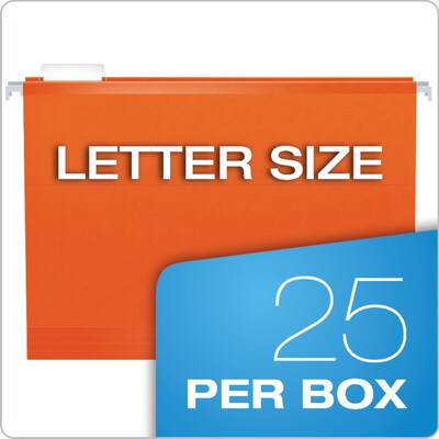 Pendaflex Reinforced Hanging File Folders, 1/5 Tab, Letter Size, Orange, 25/Box (04152 1/5 ORA)