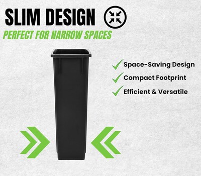 Alpine Industries Plastic Trash Can and Dolly, 23 Gallon, Black (ALP477-BLK-PKD)