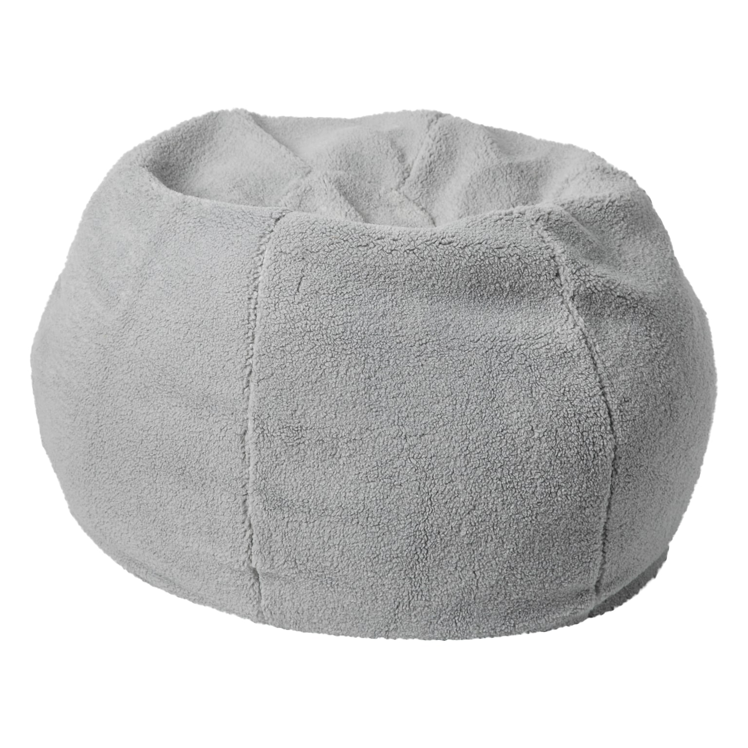 Flash Furniture Dillon Faux Sherpa Refillable Bean Bag Chair, Gray (DGBEANSMSHRPGY)