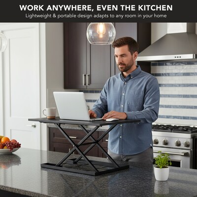 Mount-It! 32 W Rectangular Adjustable Metal Standing Desk Converter, Black (MI-7929BLK)