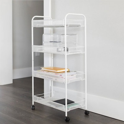 Better Houseware Steel Wheeled Trolley Organizer, White (BTH2002)