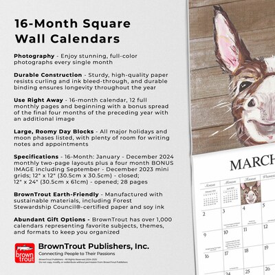 2025 Hopper Studios Barnyard Friends 12" x 12" Monthly  Wall Calendar (9781773728100)