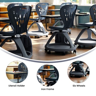 Flash Furniture Plastic Mobile Desk Chair, Dark Gray (YUYCX019DG)