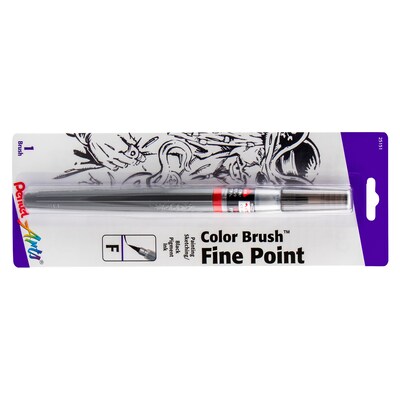 Pentel Arts Color Brush with Pigment Ink, Fine Tip, Black, 3/Pack (PTAFP5FBPA-3)