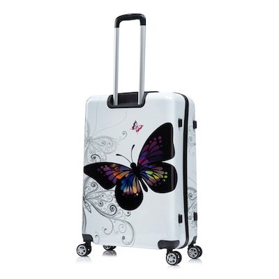 InUSA Hardside Butterfly Suitcase, 4-Wheeled Spinner, TSA Checkpoint Friendly, Black Butterfly (IUAPCSML-BBU)