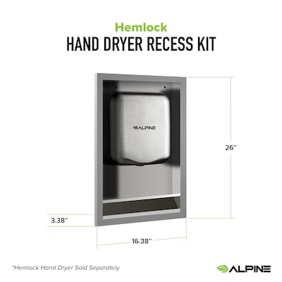 Alpine Industries Hemlock Universal Hand Dryer Accessory Wall Recess Kit, Silver (400-RECESS)