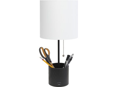 Simple Designs Table Lamp, Black/White (LT1085-BLK)