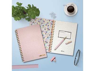 Carpe Diem Ballerina Pink Check 1-Subject Notebook, 7.5" x 9.75", Wide-Ruled, 80 Sheets, Pink/White (9377-CD)