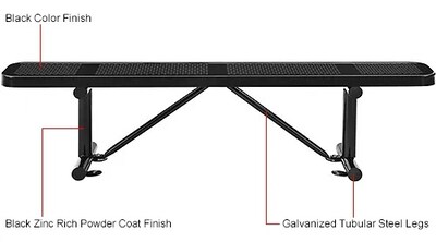 Global Industrial 6' Outdoor Steel Flat Bench, Perforated Metal, Black (262075BK)